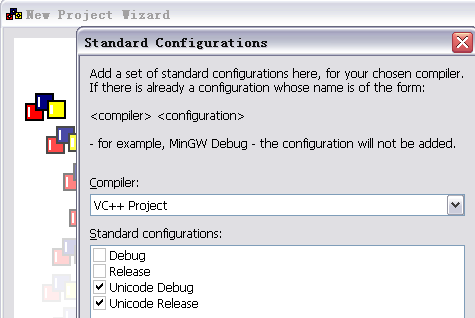 DialogBlocks New Project Wizard Configuration